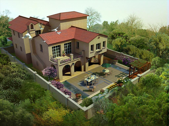 歐式別墅庭院景觀設計方案理念及cad效果圖片